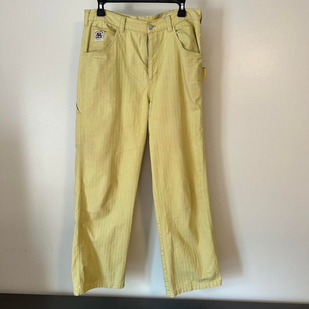 Bode Men's Yellow and Green Trousers